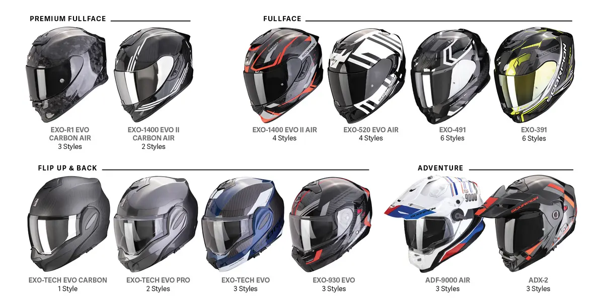 Scorpion Exo Helmets Range